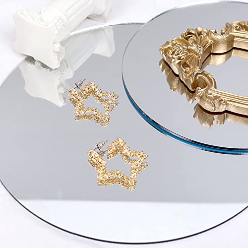 4PCS Geometric Mirror Photo Props Set, Acrylic Mirror Reflection Board Photography Background Props for Goods, Crafts, Lipstick, Jewelry, Cosmetics, Makeup Tools, Food - color: Clear
