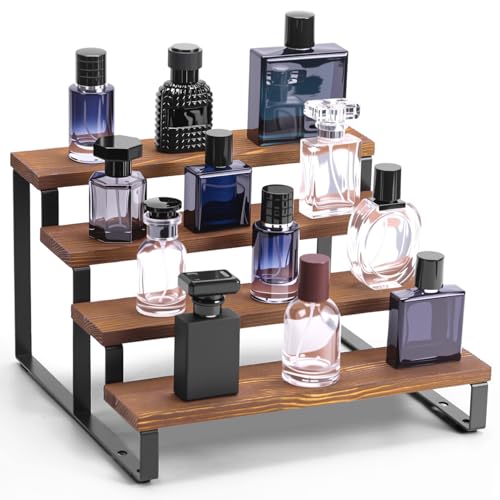 Wooden Cologne Organizer For Men, 4 Tiers Cologne Stand Shelf, Perfume Organizer Holder, Fragrance Display Storage Rack, Gift For Men
