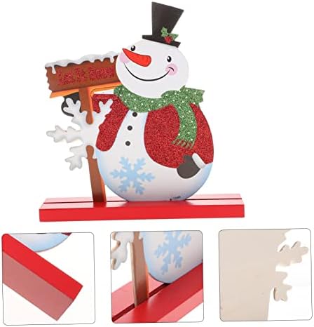 1pc Christmas Wooden Table Ornament Creative Snowman Design for Home Office and Party Decoration Friends and Boys and Girls Cartoon Desk Decoration for Festive Atmosphere