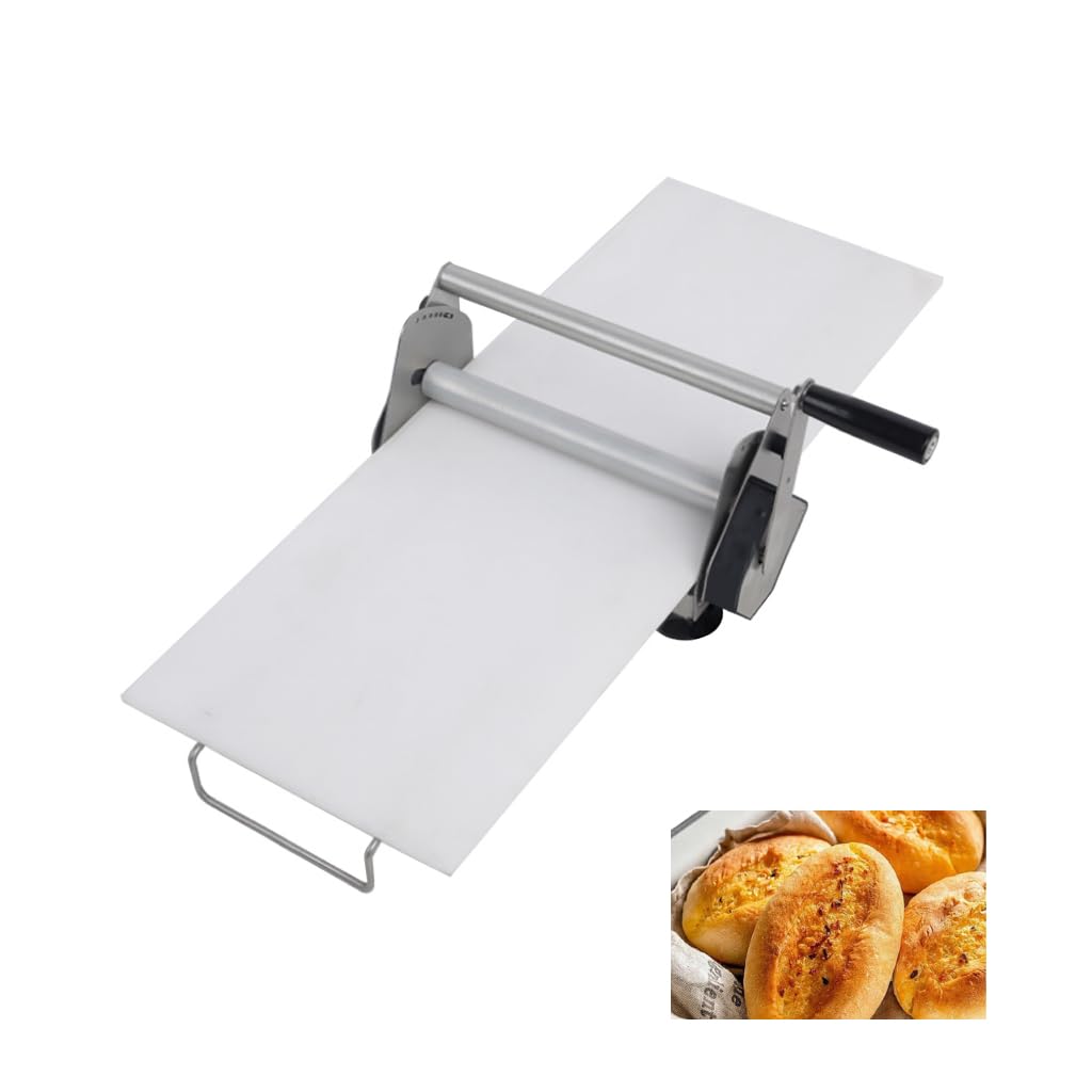 304 Stainless Steel Dough sheeter,Pastry Board and Fondant Roller, Manual, 12" Wide, 1-20mm Adjustable Thickness, Manual Operation,Board length 23.62 inch dough sheetre machine