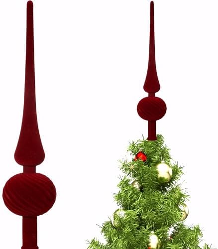 Sumind 11" Christmas Finial Tree Topper Vintage Burgundy Velvet Ornament