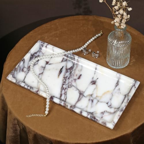 Natural Marble Tray, Coffee Table, Food, Fruit, Paper Cup, Cake Display, Coffee bar, Family Gatherings, Seasonal Holiday Decoration Tray(Viola-rectangle-11 x5 x0.7) - color: Viola-rectangle-11"x5"x0.7"