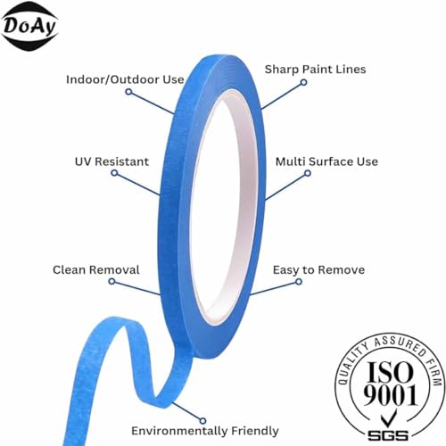 Blue Painters Tape 1/4 Inches x 30 Yards - Multi Surface Use - 120 Yards Total - 4 Rolls - size: 0.25"