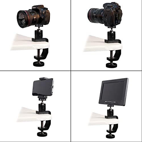 C Clamp Camera Clamp Mount with 1/4" Screw for Photo Studio Video DSLR,Cameras, Light Stand, Desk, Rods, Hooks, Shelves, Cross Bars