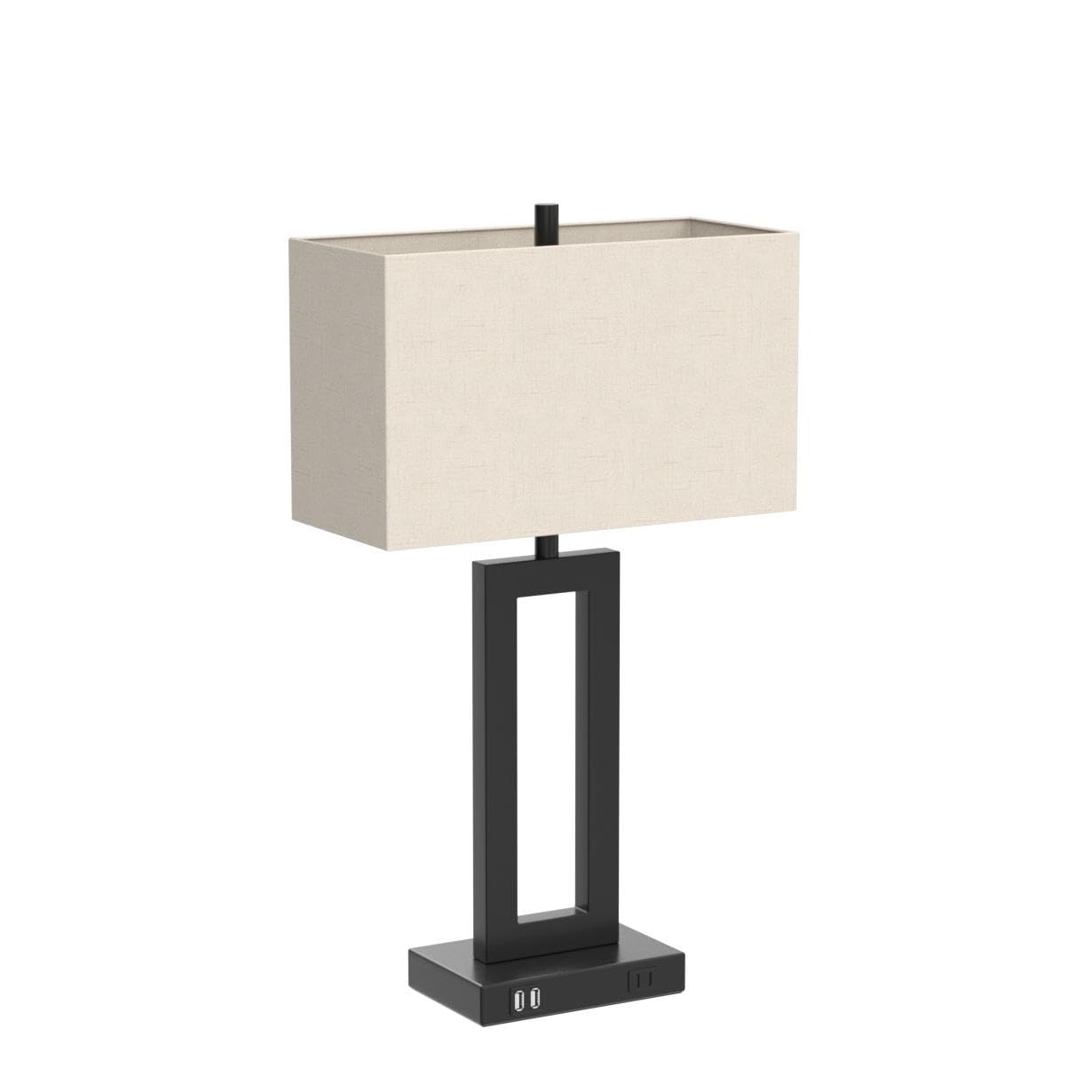 Set of 2 Touch Control Table Lamp with 2 USB Ports, 3-Way Dimmable Modern Nightstand Lamp Sets Bedside Touch Desk Lamp with Fabric Cream Shade For Bedroom Table Living Room Reading, Included Bulbs