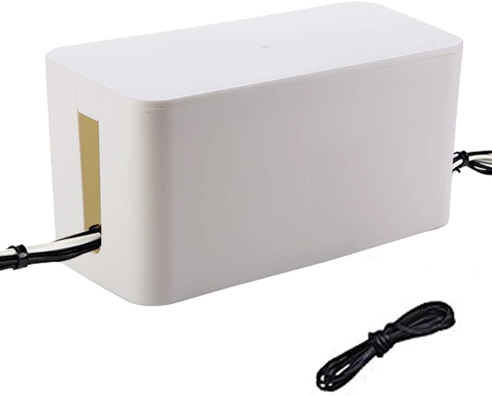 Resulzon Mini Cable Management Cord Cover Wire Hider Box Concealer Organizer Protector System for Home Theater Entertainment Center Office School (Mini, White)