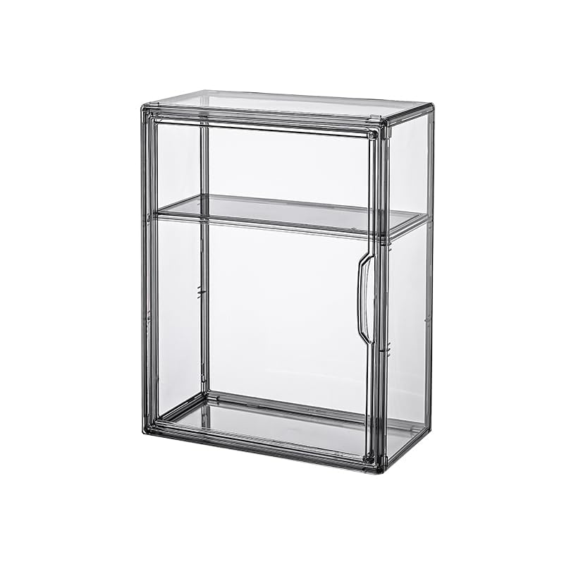 BOHOIDEE 3 Tiers Acrylic Display Case with 2 Division Boards, Acrylic Storage Organizers Box with Magnetic Door, Wall-Mounted Dustproof Showcase for Makeups, Purses, Figure