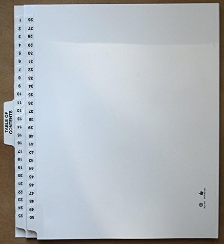 Exhibitindexes® Numbered Dividers 1-50 Punched - AVE Style Bold Tabs - Side Collated Exhibit Tabs - Made in The USA | Letter Size - 1-50 - Sets