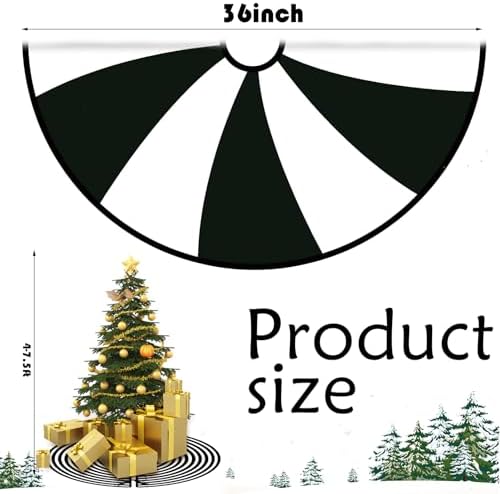 Reversible Halloween Christmas Tree Skirt 36 Inch Black White Lollipop Christmas Tree Skirt Halloween Black and White Annual Rings Tree Mat for Home Xmas Trees Holiday Decoration (Black White)