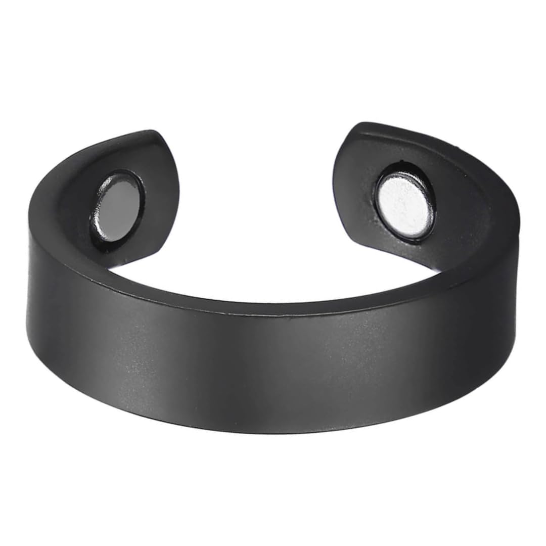 Earth Therapy - Elegant Women or Men's Ring Band in Sleek Matte Black | Magnetic Therapy Ring