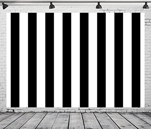 BELECO 12x8ft Fabric Black and White Stripes Backdrop for Photography Striped Theme Baby Shower Birthday Party Decorations Backdrop Black and White Stripes Cake Table Banner Photo Booth Studio Props - size: 12x8FT