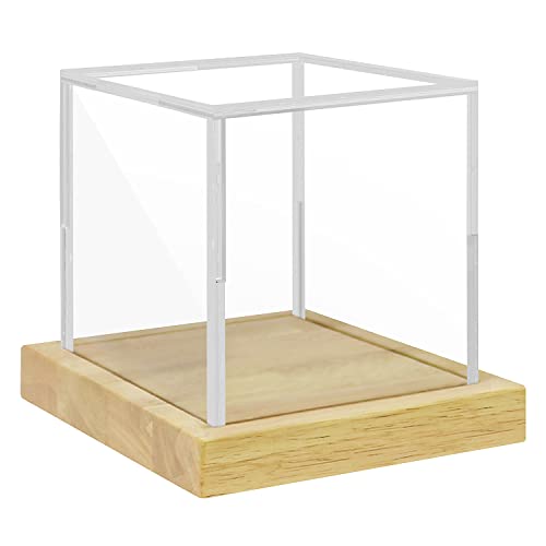 Clear Acrylic Display Case with Solid Butcherblock Base for Trophy, Collectibles, Assemble Cube Display Box Stand Dust Proof Protection Showcase for Action Figures Toys - by BenchPro - size: 5" H x 5" L x 5" D, style: 1" Thick Wood