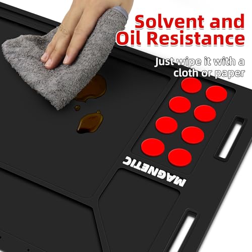 Rifle Gun Cleaning Mat, Magnetic Anti-Slip Rubberized Mat with Organizer Parts Tray