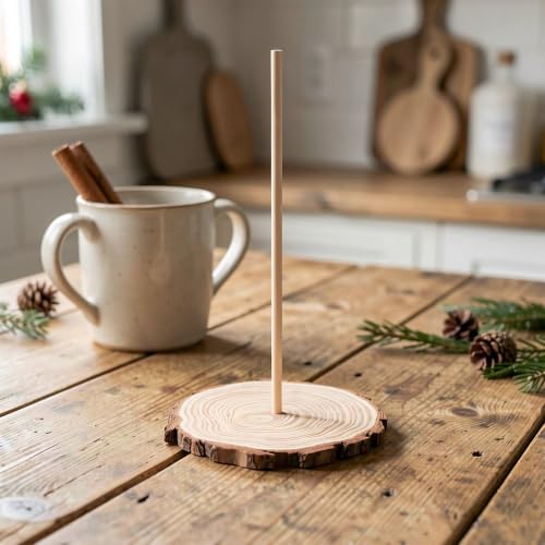 Ipetboom 5pcs Mini Christmas Tree Stand, Natural Wooden Base for DIY Tree