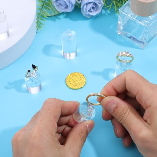 5 Pack Clear Ring Display Stand, Acrylic Ring Display Holder, Cylinder Jewelry Stand Organizer for Wedding Engagement Rings, Sturdy Showcase for Photography Boutique Cosmetic Crafts