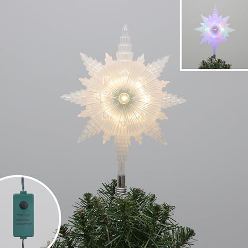 Philips 12" Frosted Star Treetopper with Coil - 3 Light Functions with Control Box - Indoor Use - 10 Bicolor Microdot LEDs - 72" Lead-in