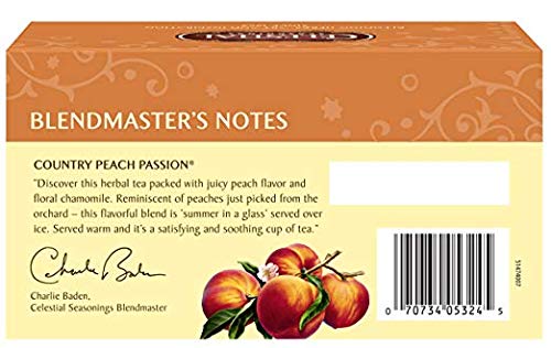Celestial Seasonings Country Peach Passion Herbal Tea, 20 Tea Bags Box (Pack of 2)