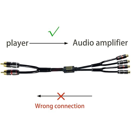 Arklove 1.5ft Shielded RCA Plug Splitter Stereo Video Audio Cable 2 Male to 4 Female Dual Speaker Y Adapter Connector Extension Cord 24k Gold Plated 1 Input 2 Output