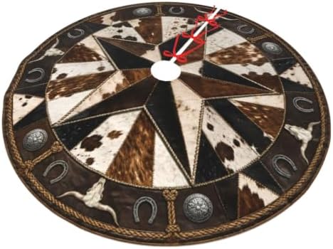 Western Christmas Tree Skirt Xmas Tree Skirt, Winter Christmas Tree Mat for Home Party Holiday Indoor Outdoor Decorations