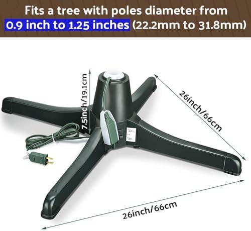 360 Degrees Rotating Christmas Tree Stand, Adjustable Electric Artificial Holiday Tree Stand for Trees Up to 7.5 Feet and 80 Pounds