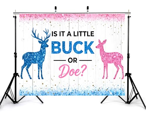 7x5ft Buck or Doe Gender Reveal Backdrop Neutral Tone Wood Photography Background Balloon Arch Setup Banner Photo Studio Props - size: 7x5ft