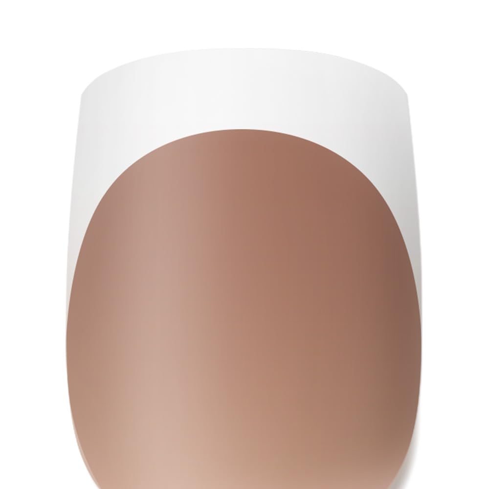 Beetles X Press Plus French Tip Nails - Caramel French | Brown Short Square French Tip Press On Nails | 15 Sizes 150 Pcs Natural Salon Quality Nail Tips