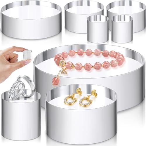 Remerry 8 Pcs Acrylic Round Blocks for Display Clear Polished Blocks Display Clear Acrylic Edge Polished Base Exhibition Riser for Table Showing Cosmetics Collectibles (Mixed Sizes) - size: Mixed Sizes