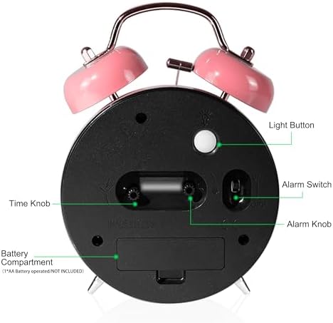 AYRELY?? Super Loud Twin Bell Alarm Clock for Heavy Sleepers,4.5 Inch