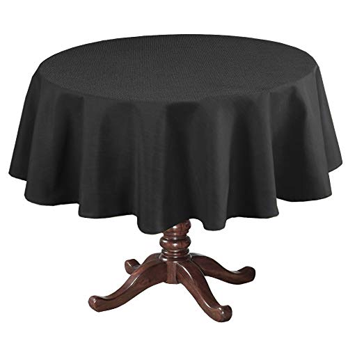 H.VERSAILTEX Linen Textured Table Cloths Round 60 Inch Premium Solid Tablecloth Spill-Proof Waterproof Table Cover for Dining Buffet Feature Extra Soft and Thick Fabric Wrinkle Free, Black - color: Black, size: 60" (Round)