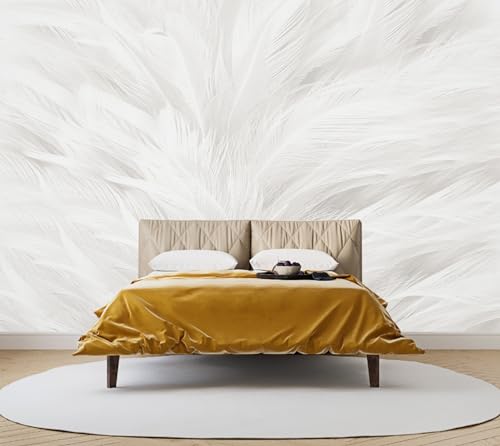 Feather Wallpaper Mural Elegant Gray and White Mural Wallpaper for Living Room Bedroom （Not Peel and Stick） - color: Cybh-903, size: 130" x 95"