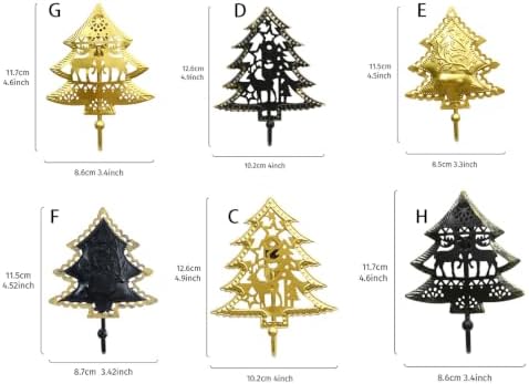 Antique Metal Christmas Tree Ornament Hooks Set of 6, D