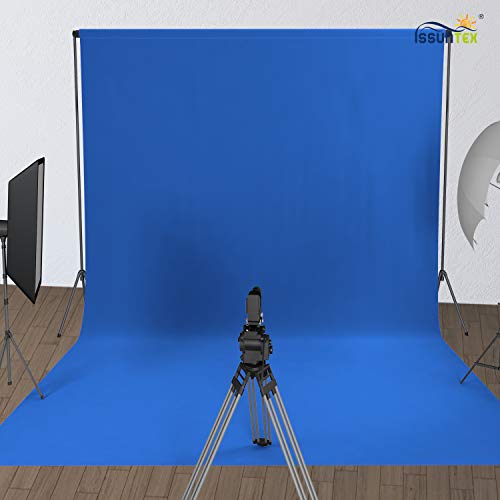 ISSUNTEX 5X7 ft Background Muslin Backdrop, Photo Studio, Collapsible High Density Screen for Video Photography and Television-Blue - color: Blue, size: 5X7 ft