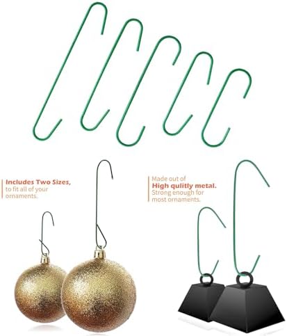 Mjaie 100pcs Christmas Ornament Hooks Metal C-Shaped Hook Holder Christmas Tree Ball Pendant Hanging Decoration for New Year Ornament Hooks