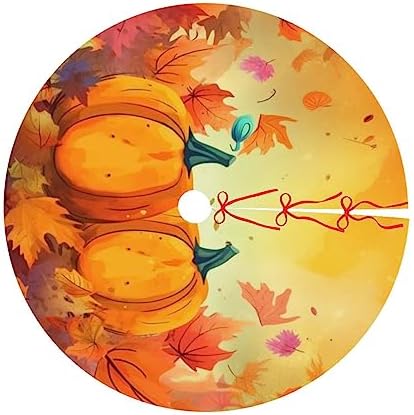 Fall Pumpkins Maple Thanksgiving Christmas Tree Skirts 36", Xmas Tree Cloth Mats Trees Skirts for Decor Gift, Home Decoration