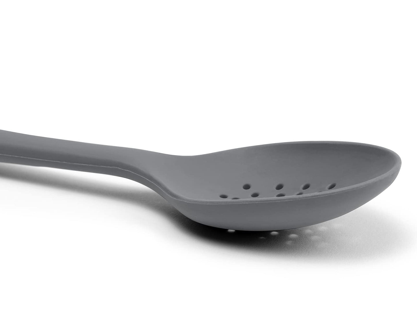 Misen Silicone Slotted Spoon - Dishwasher Safe, Professional-Grade Perforated Spoon - Comfortable Grip, Nonstick Safe, Heat Safe - Perfect for Stirring & Serving - Gray