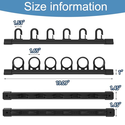 Aventik Fishing Rod Holder for Garage, Ceiling, Wall Mounted Fishing Rod Rack 6 Fishing Pole Storage Vertical/Horizontal Garage Slide Fishing Pole Rack - style: Black