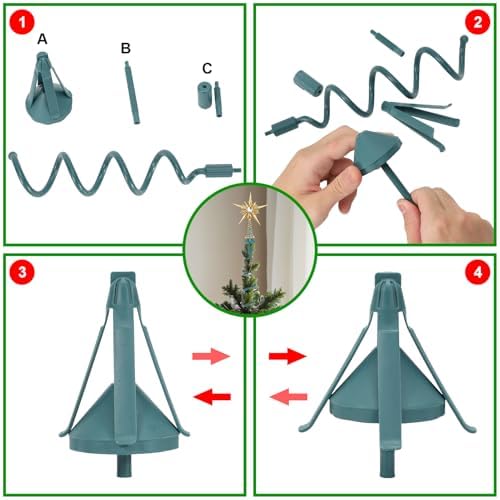 Christmas Tree Topper Holder Twist on Universal Tree Topper Stabilizer with Adjustable Attachment,Christmas Tree Topper Adapter Plastic Tree Topper Support Fits Most Basic Types