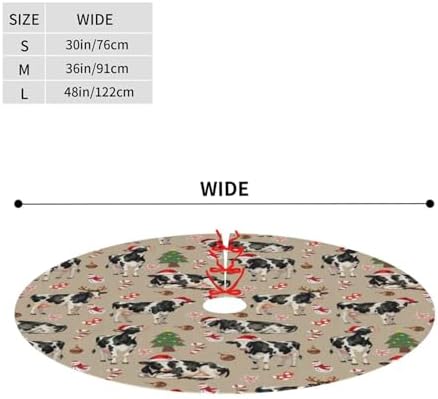 Cow Christmas Tree Skirts with Tassel Xmas Tree Skirt for Home Holiday Indoor Outdoor Seasonal Decors 30"