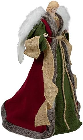 18" Green and Brown Angel in a Dress Christmas Tree Topper - Unlit
