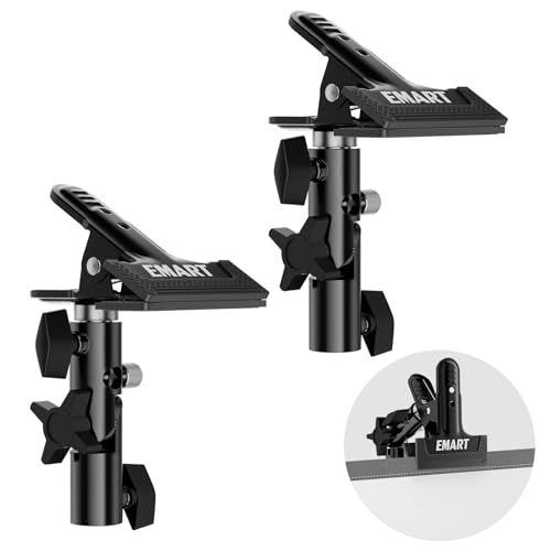 EMART Photography Reflector Holder, Photo Video Studio 5/8" Heavy Duty Metal Clamp Attachment, Light Stand Clip Mount with Umbrella Hole for Backdrop, Diffuser, Lighting -2 Pack - size: 2 Pack