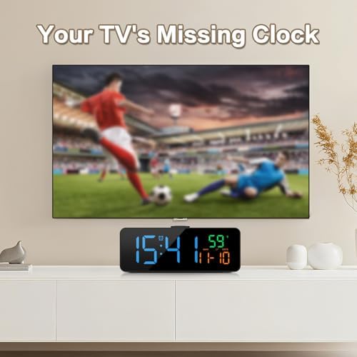 Netzu 3-in-1 Digital Clocks for Living Room, Small & Compact Alarm Clock | Temperature, Date & Time Display, 4 Birghtness, 3 Volumes, Plug-in, for Bedroom, Office