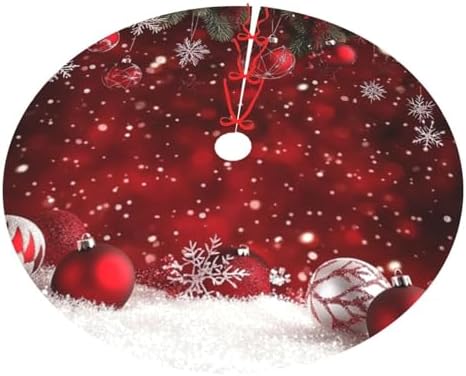 Christmas Tree Skirt Christmas Red Ball Winter 36 Inch for Xmas New Year Nightmare Before Christmas Decorations Lobby Home