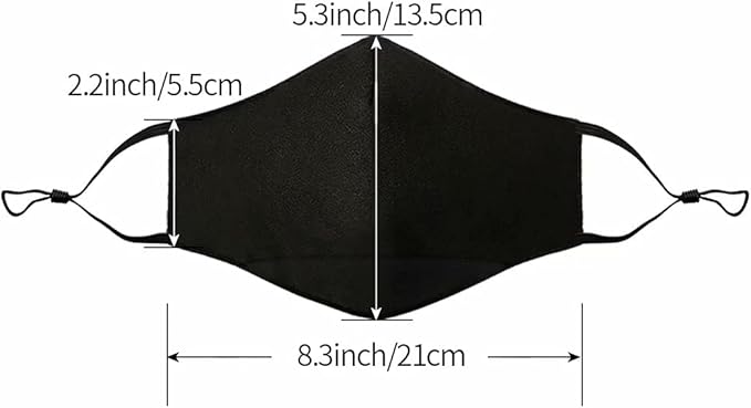 NBDIB Adult Adjustable Face Protection with Filter Pocket and Nose Wire Black Breathable Cloth Mask with 10Pcs Filters