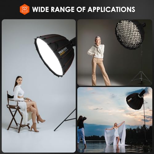 TARION Quick Release Parabolic Softbox - Bowens Mount Softbox with Diffusers/Honeycomb Grid/Carrying Bag for Live Streaming, Photography, Videography (Parabolic 35.4"/90cm) - style: Parabolic 35.4"/90cm