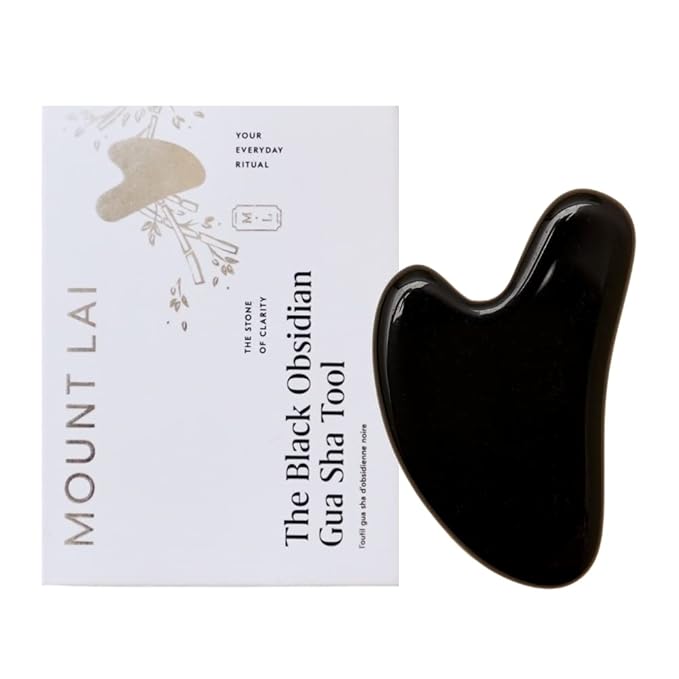Mount Lai Black Obsidian Gua Sha Facial Tools – The Stone of Clarity – Face & Body Guasha Tools for Self-Care, Massager for Sculpting, Muscle Tension Relief & Puffiness Reduction