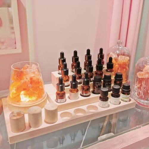 Wooden Essential Oil Rack 4 Tier Essential Oil Holder Shelves for Oil Solid Wood Essential Oil Organizer 25-Bottle Essential Oil Display Stand Tabletop Storage Rack for 5-20ml Bottles - style: 4 Layers-3
