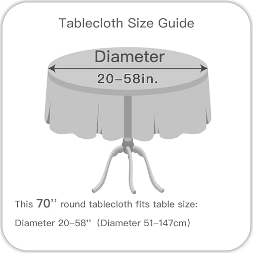 maxmill Fall Round Tablecloth Linen Texture Stain Resistant Waterproof Anti-Shrink Spillproof Washable Soft Table Cloth for Dining Room, Farmhouse Harvest Thanksgiving Holiday Party, 70 Inch, Amber - color: Amber, size: 70" (Round)