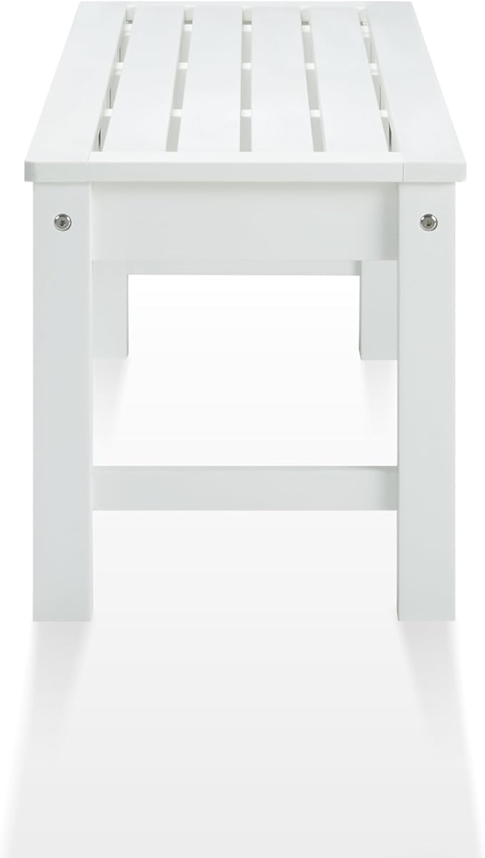 Psilvam Outdoor Bench, Two Person Poly Lumber Porch Bench, Weatherproof Garden Bench That Never Rot and Fade, All-Weather Patio Bench Suit for Garden, Porch, and Park (White)