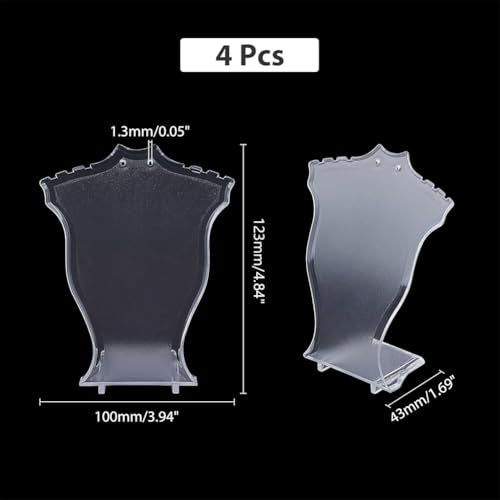 arricraft 4 Pcs Jewelry Necklace Displays, Clear Bust Display Stand Plastic Jewelry Display Holder for Jewelry Display (Hight 4.72")