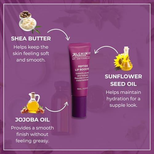 Alchimie Forever Lip Booster, Peptide-Power Plumping Formula for Hydrating Lip Treatment with Volulip & Maxilip by Sederma, Shea Butter, and Jojoba Oil – Vegan Balm for Dry Lips – 0.3 FL Oz